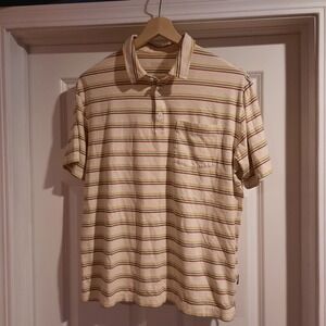 Patagonia Polo Shirt Mens Size L Large‎ Striped Soft Organic Cotton FLAW